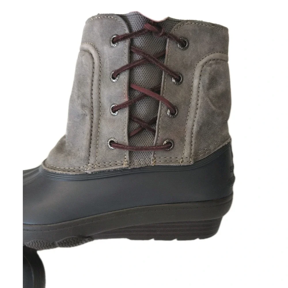 Sperry Top Sider Saltwater Wedge Spray Duck Boot Gray & Navy Blue Women's Size 9